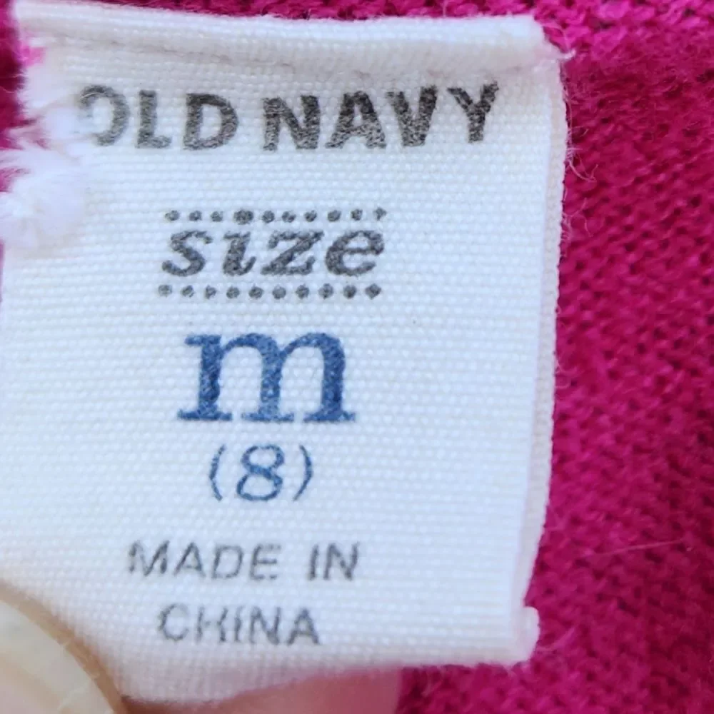🩵Old Navy Pink Vneck Button Crop 3/4 Sleeve Sweater Youth Medium